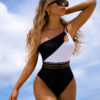 Patchwork High Cut One Piece Swimsuit