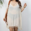 Hand Crocheting Stitching Backless Tassel Plus Size Cover-up