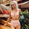 Checkered Pattern High Waist Plaid Bikini
