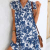 V-neck Ruffle Sleeve Floral Dress - Luralie