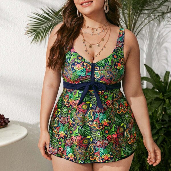 Floral Skirted Plus Size Swimsuit - Luralie